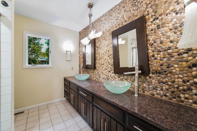 1234 Will Dr, Lockport, IL 60441 - bathroom featuring tasteful backsplash, double vanity, and tile patterned floors