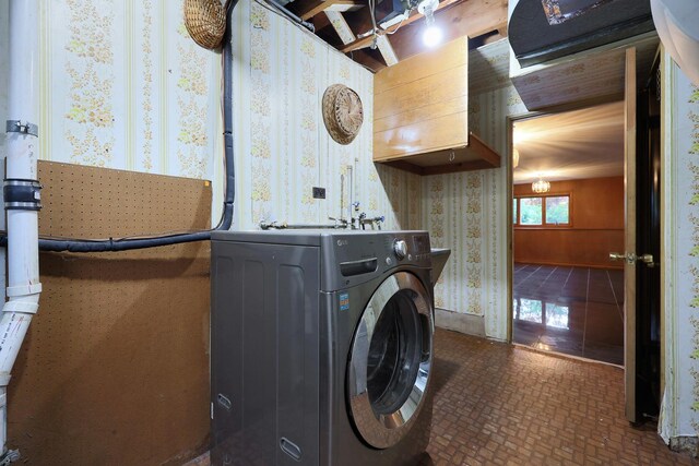 9043 Oriole Ave, Morton Grove, IL 60053 - kitchen with appliances with stainless steel finishes, a chandelier, dark wood-style flooring, backsplash, and dark brown cabinets
