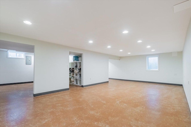 107 S Regency Dr, Bloomington, IL 61701 - basement with recessed lighting, plenty of natural light, and electric panel