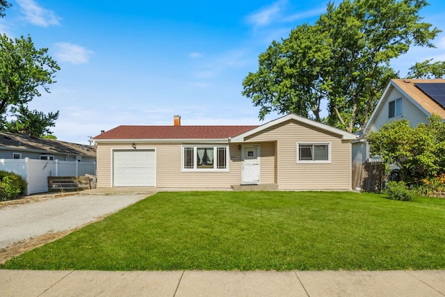 8116 Leamington St, Burbank, IL 60459 - ranch-style home featuring gravel driveway, a garage, and a chimney
