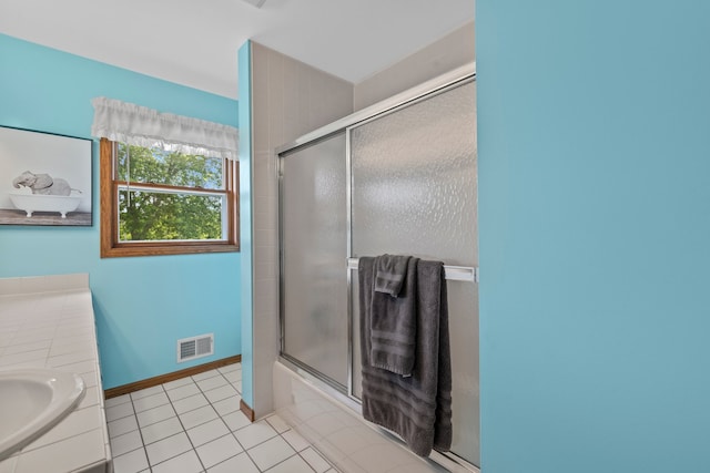 15893 Aime Ln, Wadsworth, IL 60083 - bathroom with vanity, tile patterned floors, and shower / bath combination with glass door