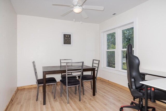 411 E Mazon St, Gardner, IL 60424 - dining room with light wood-style floors, ceiling fan, and an office area