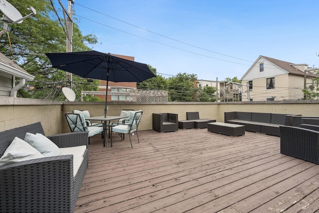 1701 N Washtenaw Ave Unit 1E, Chicago, IL 60647 - wooden terrace with an outdoor living space and outdoor dining space