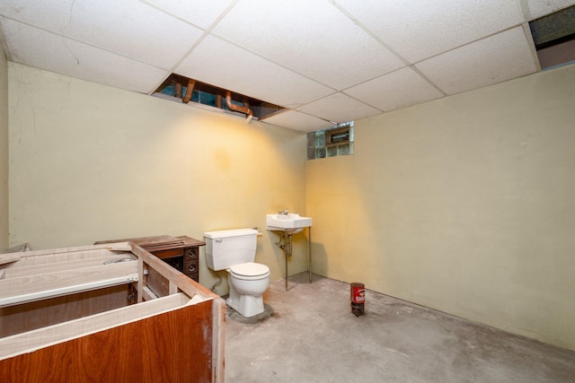 874 Hillandale Dr, Antioch, IL 60002 - bathroom featuring a drop ceiling and concrete floors