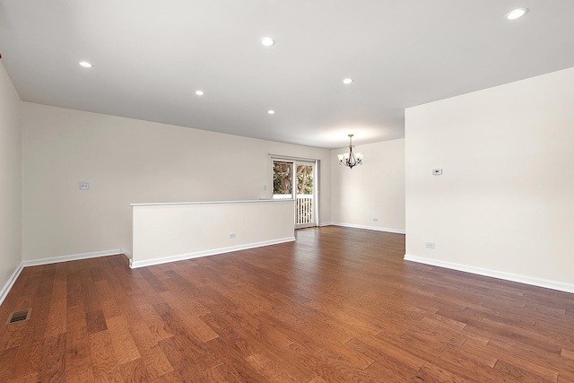 2725 Weeping Willow Dr Unit D, Lisle, IL 60532 - empty room with a chandelier, wood finished floors, and recessed lighting