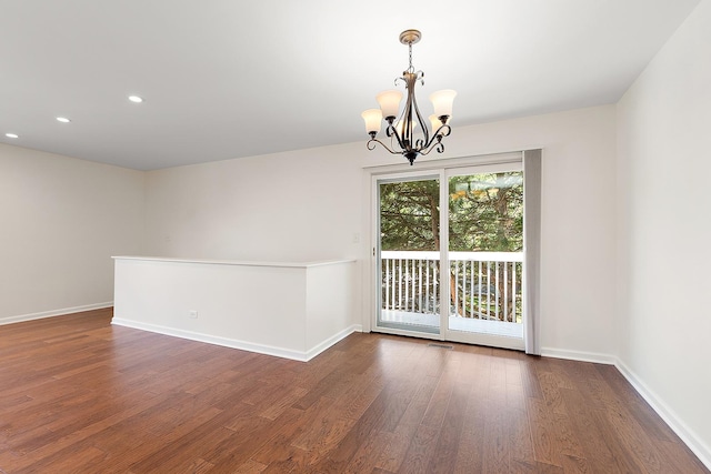 2725 Weeping Willow Dr Unit D, Lisle, IL 60532 - empty room with a chandelier, dark wood-style floors, and recessed lighting