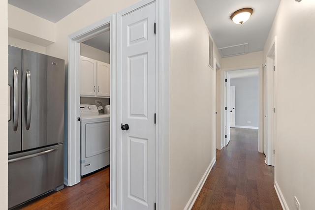 2725 Weeping Willow Dr Unit D, Lisle, IL 60532 - corridor featuring dark wood finished floors, attic access, and separate washer and dryer
