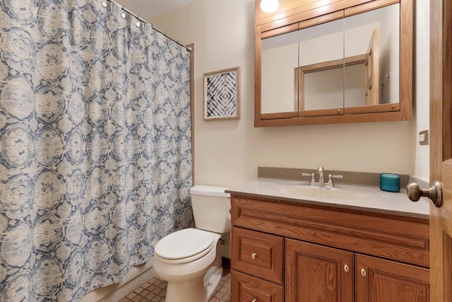 588 Montego Dr, Elk Grove Village, IL 60007 - full bathroom featuring vanity, tile patterned floors, and a shower with curtain