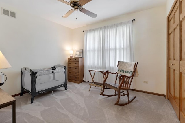 588 Montego Dr, Elk Grove Village, IL 60007 - sitting room with light colored carpet and ceiling fan