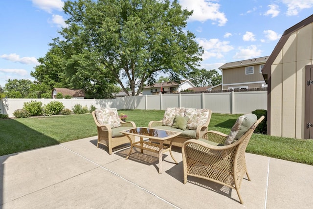 588 Montego Dr, Elk Grove Village, IL 60007 - fenced backyard with an outdoor living space and a patio area