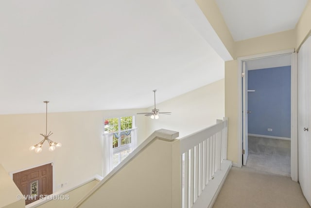 3087 Clifton Ct, Aurora, IL 60504 - corridor with a chandelier, carpet, and an upstairs landing