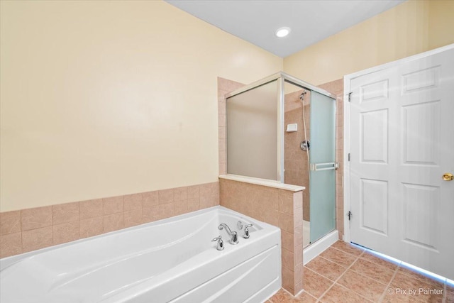 16 Christie Ct Unit 16, Algonquin, IL 60102 - bathroom featuring a bath, a stall shower, and tile patterned flooring