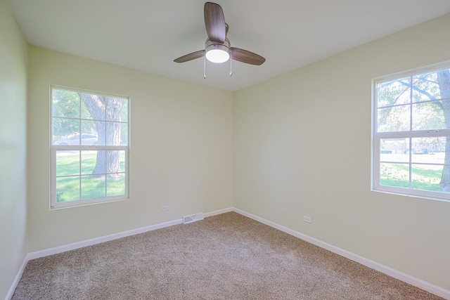 413 Channel Dr, Island Lake, IL 60042 - spare room with healthy amount of natural light, carpet, and a ceiling fan