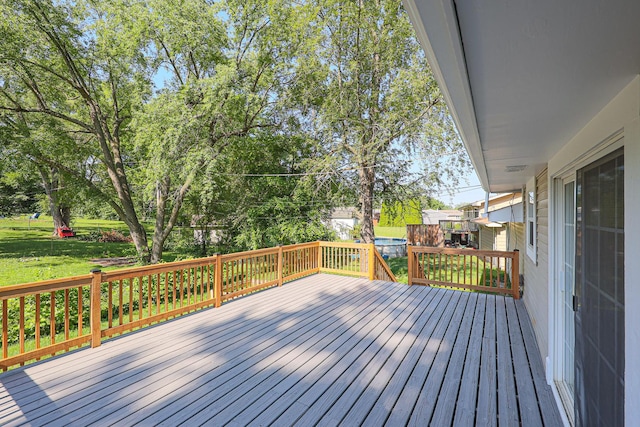413 Channel Dr, Island Lake, IL 60042 - wooden deck featuring view of scattered trees