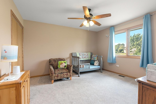8542 Monaghan Dr, Tinley Park, IL 60487 - bedroom with light carpet and ceiling fan