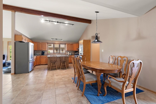 8542 Monaghan Dr, Tinley Park, IL 60487 - dining space featuring rail lighting and light tile patterned flooring