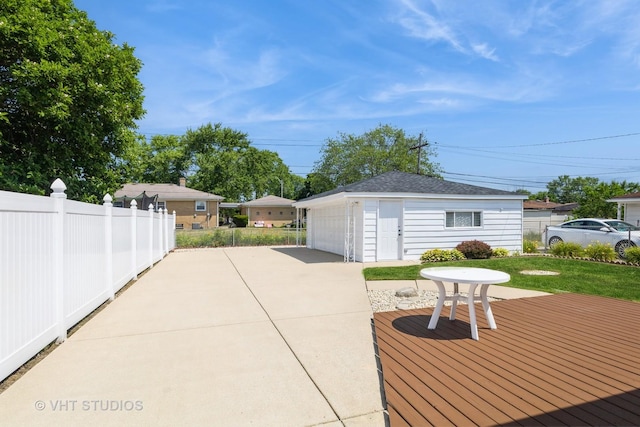 205 W 29th Pl S, Chicago Heights, IL 60411 - view of patio with an outbuilding, a garage, and a deck