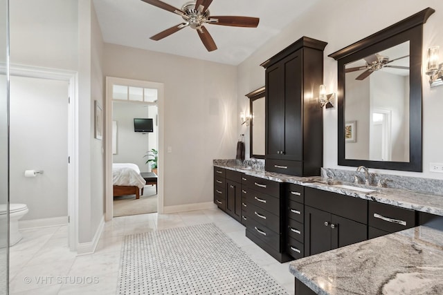 6531 W Cedar Ct, Monee, IL 60449 - ensuite bathroom with a ceiling fan and double vanity