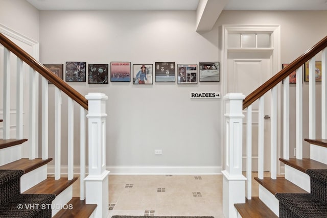 6531 W Cedar Ct, Monee, IL 60449 - staircase with baseboards and tile patterned flooring