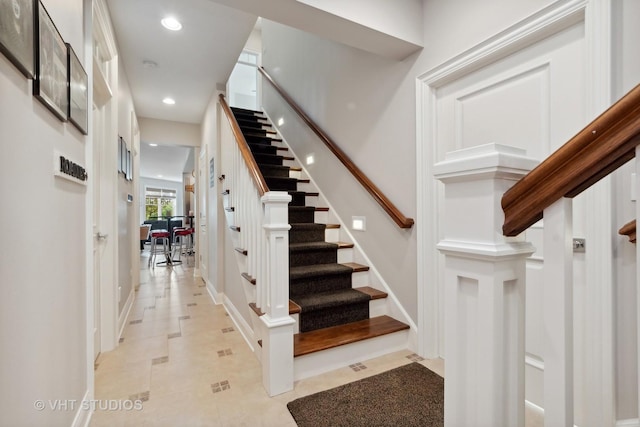 6531 W Cedar Ct, Monee, IL 60449 - stairs featuring recessed lighting and tile patterned flooring