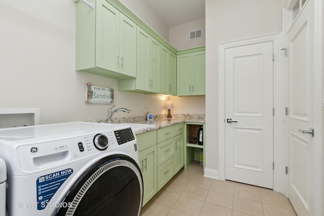 6531 W Cedar Ct, Monee, IL 60449 - washroom with cabinet space, light tile patterned floors, and washing machine and dryer