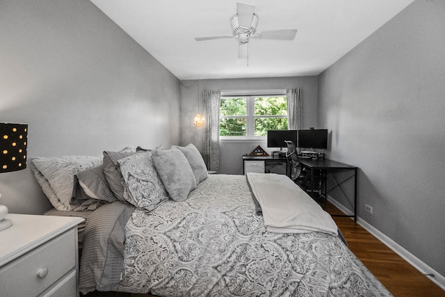 228 S Glendale Ave, Barrington, IL 60010 - bedroom with dark wood-type flooring and ceiling fan