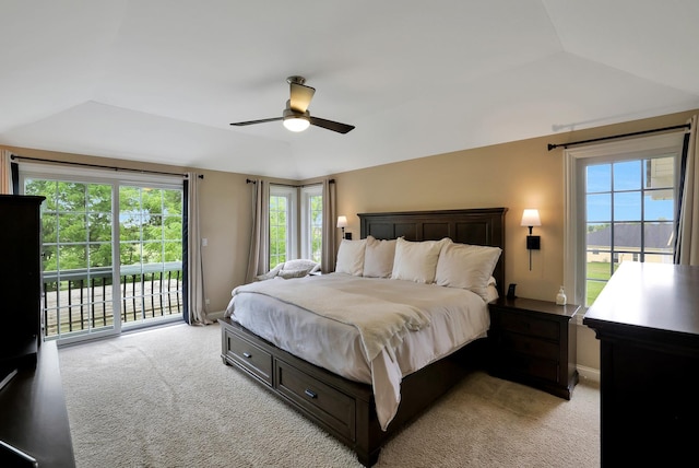18013 Saint Andrews Dr, Marengo, IL 60152 - bedroom with light colored carpet, access to exterior, multiple windows, and vaulted ceiling