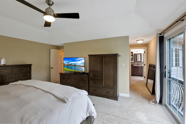 18013 Saint Andrews Dr, Marengo, IL 60152 - bedroom with light colored carpet, lofted ceiling, and ceiling fan