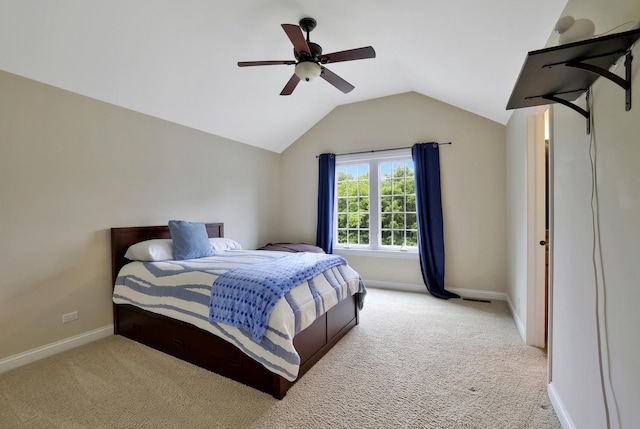 18013 Saint Andrews Dr, Marengo, IL 60152 - bedroom featuring carpet, vaulted ceiling, and ceiling fan