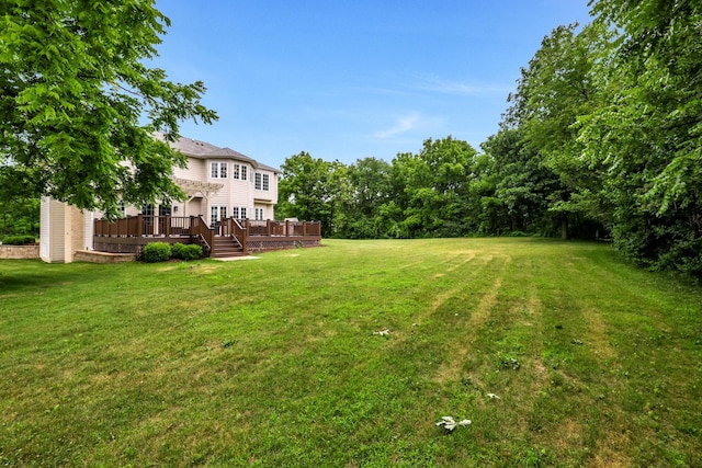 18013 Saint Andrews Dr, Marengo, IL 60152 - view of grassy yard with a wooden deck