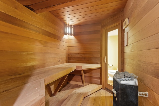 290 Knox Park Rd, Lake Zurich, IL 60047 - relaxing sauna / steam room featuring wooden ceiling, wooden walls, and hardwood / wood-style flooring