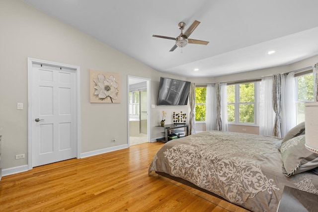 290 Knox Park Rd, Lake Zurich, IL 60047 - bedroom with light wood-style floors, lofted ceiling, recessed lighting, and ensuite bath