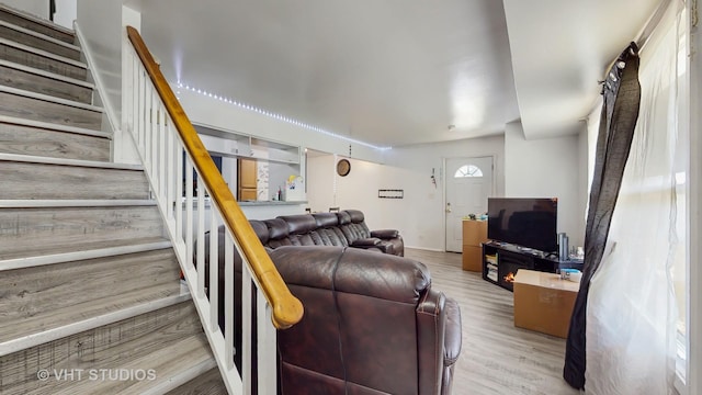 1320 N Glen Cir Unit B, Aurora, IL 60506 - living room with wood finished floors and stairs