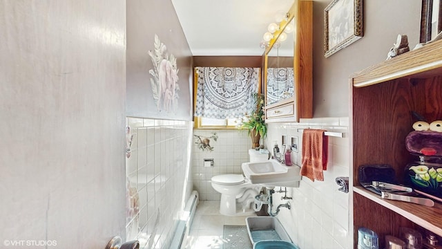 8824 Cherry Ave, River Grove, IL 60171 - bathroom with tile walls, tile patterned flooring, and wainscoting