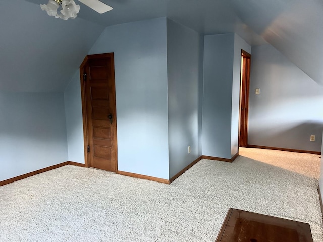 109 E Minnesota St, Spring Valley, IL 61362 - additional living space with carpet floors, vaulted ceiling, and a ceiling fan