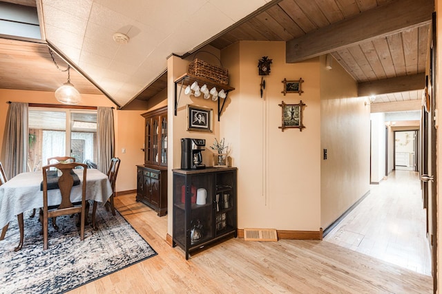 817 Meadow Ln, Sycamore, IL 60178 - dining area featuring wood ceiling and light wood-style flooring