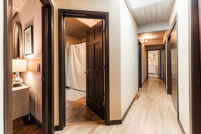 817 Meadow Ln, Sycamore, IL 60178 - hallway featuring wooden ceiling and light wood-style floors