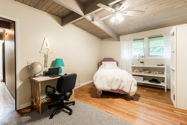 817 Meadow Ln, Sycamore, IL 60178 - bedroom featuring wood finished floors, wood ceiling, a desk, and ceiling fan