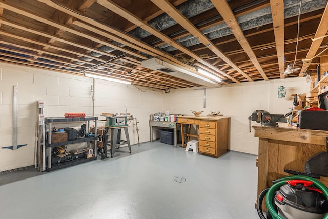 817 Meadow Ln, Sycamore, IL 60178 - unfinished below grade area featuring a workshop area and concrete block wall