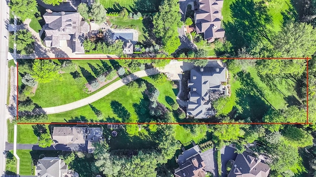 6403 S Garfield Ave, Burr Ridge, IL 60527 - aerial perspective of suburban area with property parcel outlined