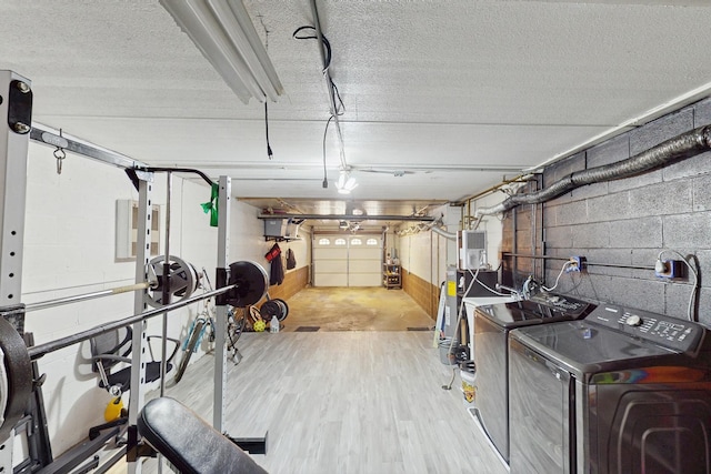 11104 O Gorman Dr Unit 41B, Palos Hills, IL 60465 - garage featuring washer and dryer and concrete block wall