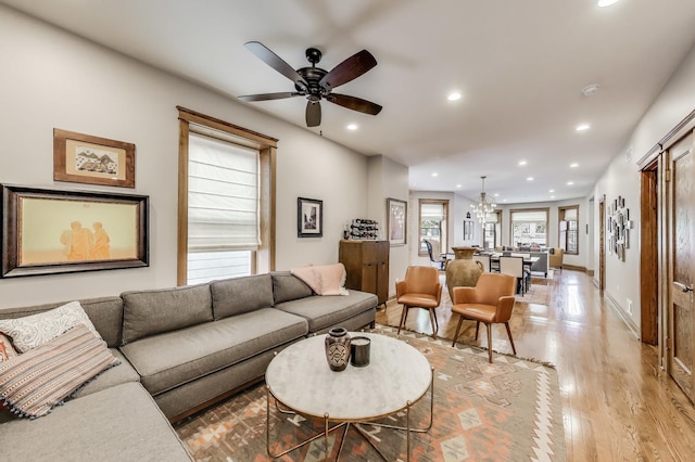 2333 N Spaulding Ave, Chicago, IL 60647 - living area featuring recessed lighting, light wood-style flooring, and ceiling fan