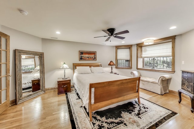 2333 N Spaulding Ave, Chicago, IL 60647 - bedroom featuring light wood-type flooring, recessed lighting, and a ceiling fan