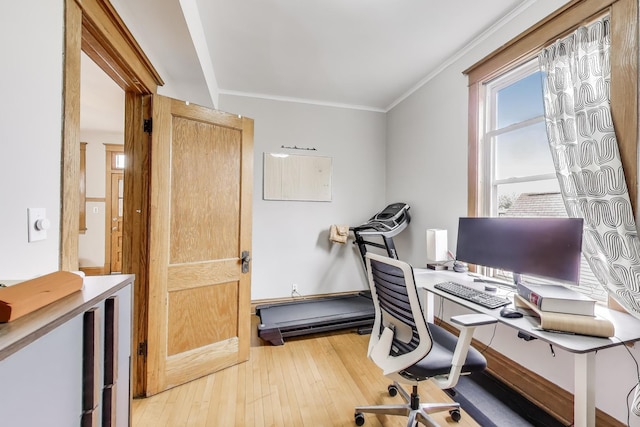 2333 N Spaulding Ave, Chicago, IL 60647 - office area featuring light wood-type flooring and crown molding