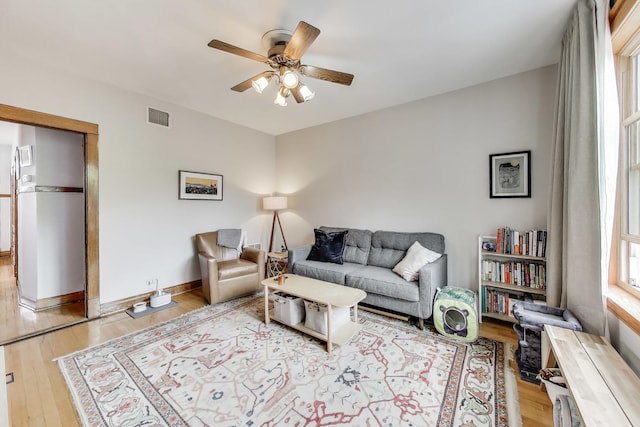 2333 N Spaulding Ave, Chicago, IL 60647 - living area with ceiling fan and wood finished floors