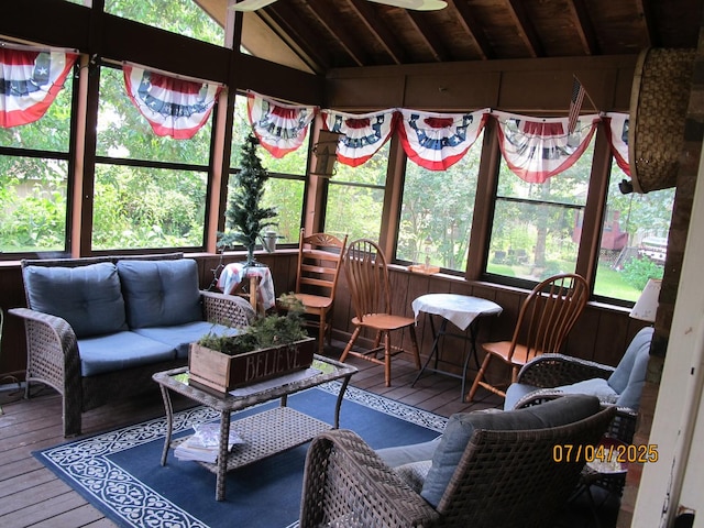 15521 116th Ct, Orland Park, IL 60467 - sunroom / solarium featuring lofted ceiling, hardwood / wood-style floors, an outdoor living space, and a deck