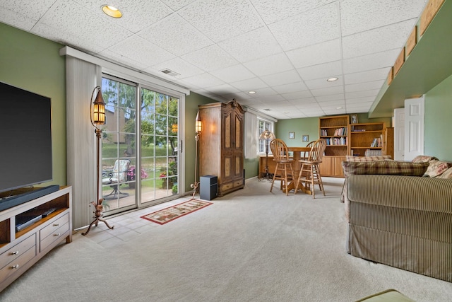 700 Monroe Dr, Lindenhurst, IL 60046 - carpeted living area featuring recessed lighting and a paneled ceiling