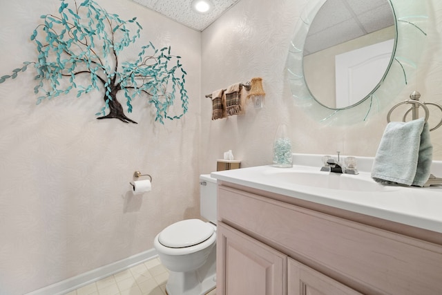 700 Monroe Dr, Lindenhurst, IL 60046 - half bath with wallpapered walls and vanity