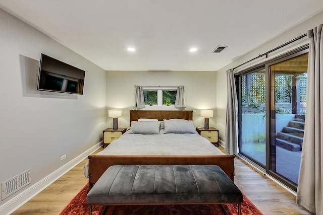 2136 W Schiller St Unit 1R, Chicago, IL 60622 - bedroom with access to outside, light wood-style flooring, and recessed lighting