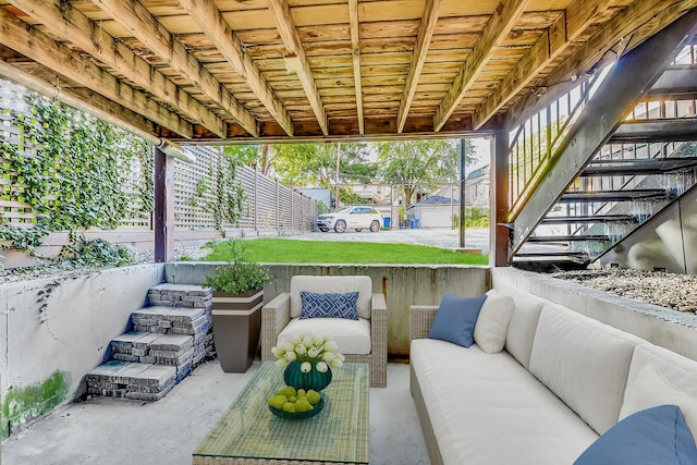 2136 W Schiller St Unit 1R, Chicago, IL 60622 - view of patio with an outdoor living space and stairway